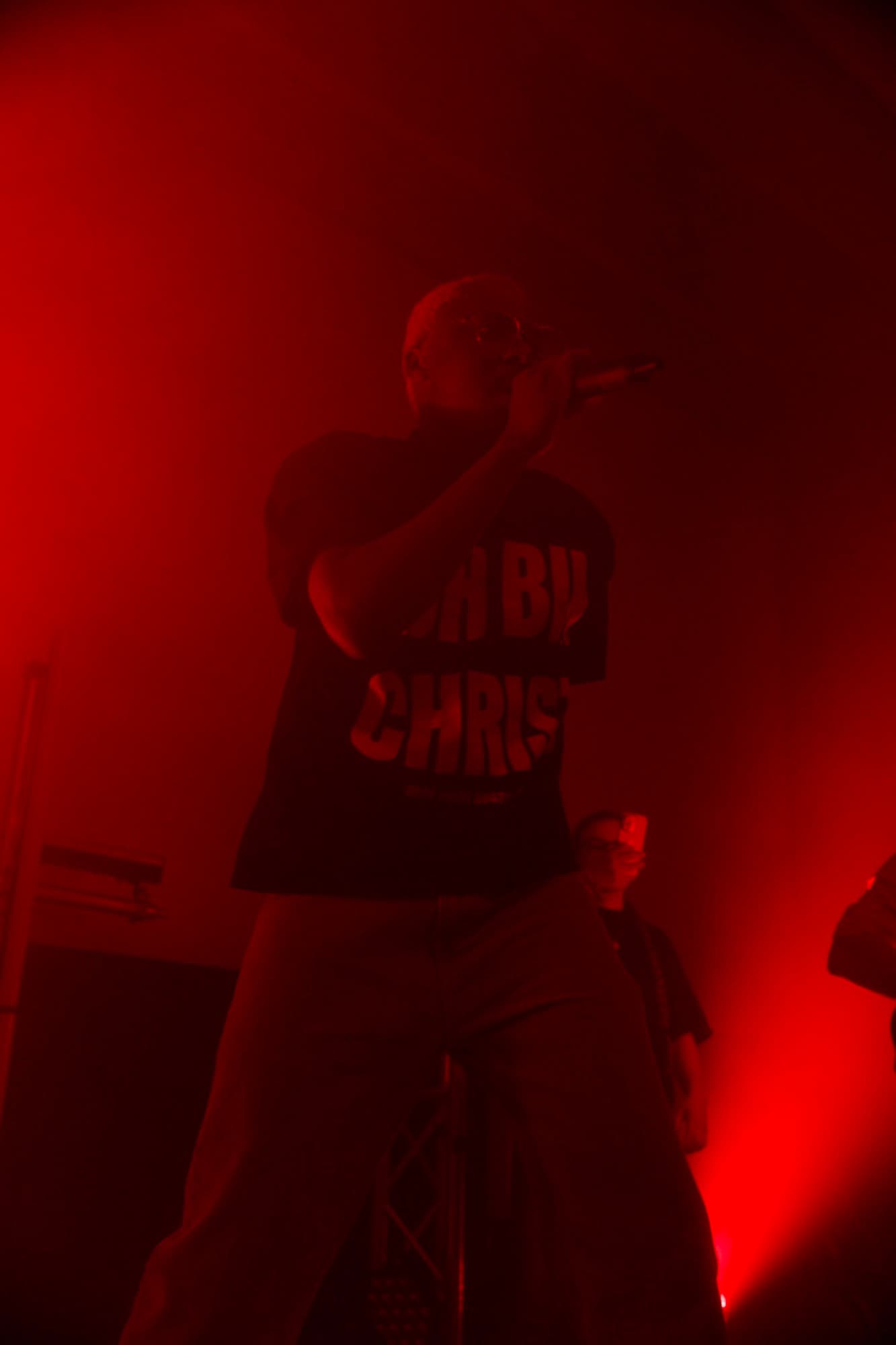 On stage during the set